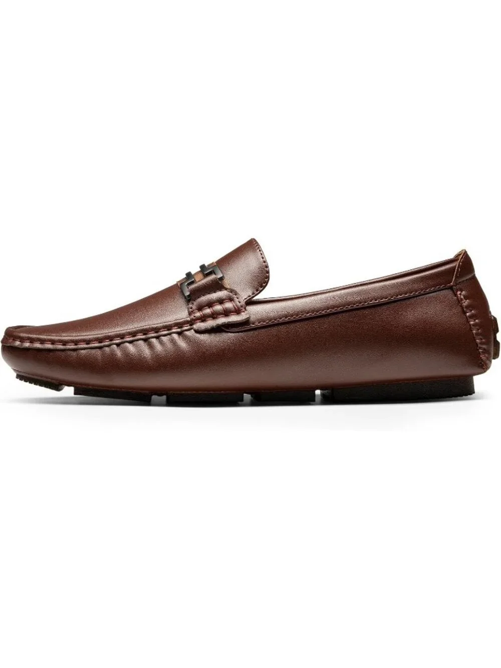 Men's Brown Faux Leather Loafers Slip On Flexible and Comfort Moccasins Shoes
